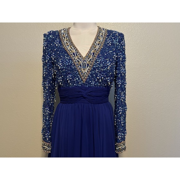 Vintage Victoria Royal Ltd Womens Size 8 Blue Beaded Evening Gown Formal Dress - Picture 2 of 13
